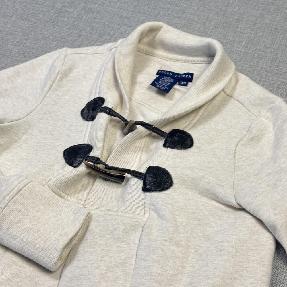 Ralph Lauren Coatigan Womens XS White Collared Pockets Toggle Mid-Length